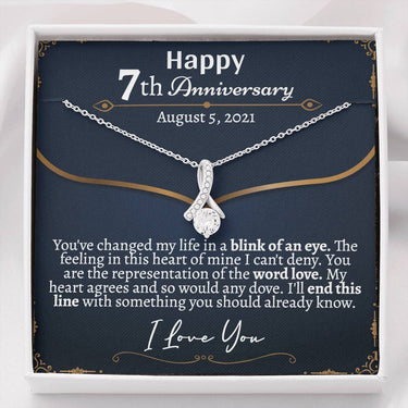 Personalized Happy 7th Anniversary Alluring Beauty Necklace - Love You This Much